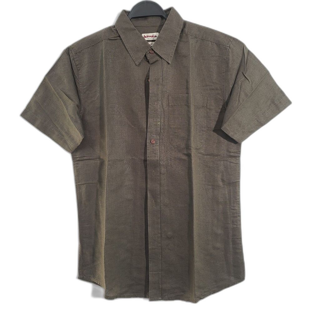 Fabindia Green Linen Blend Comfort Fit Men Regular Collar Casual Shirt Size 38